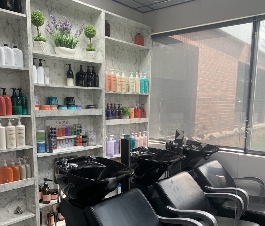 hair care products in a salon